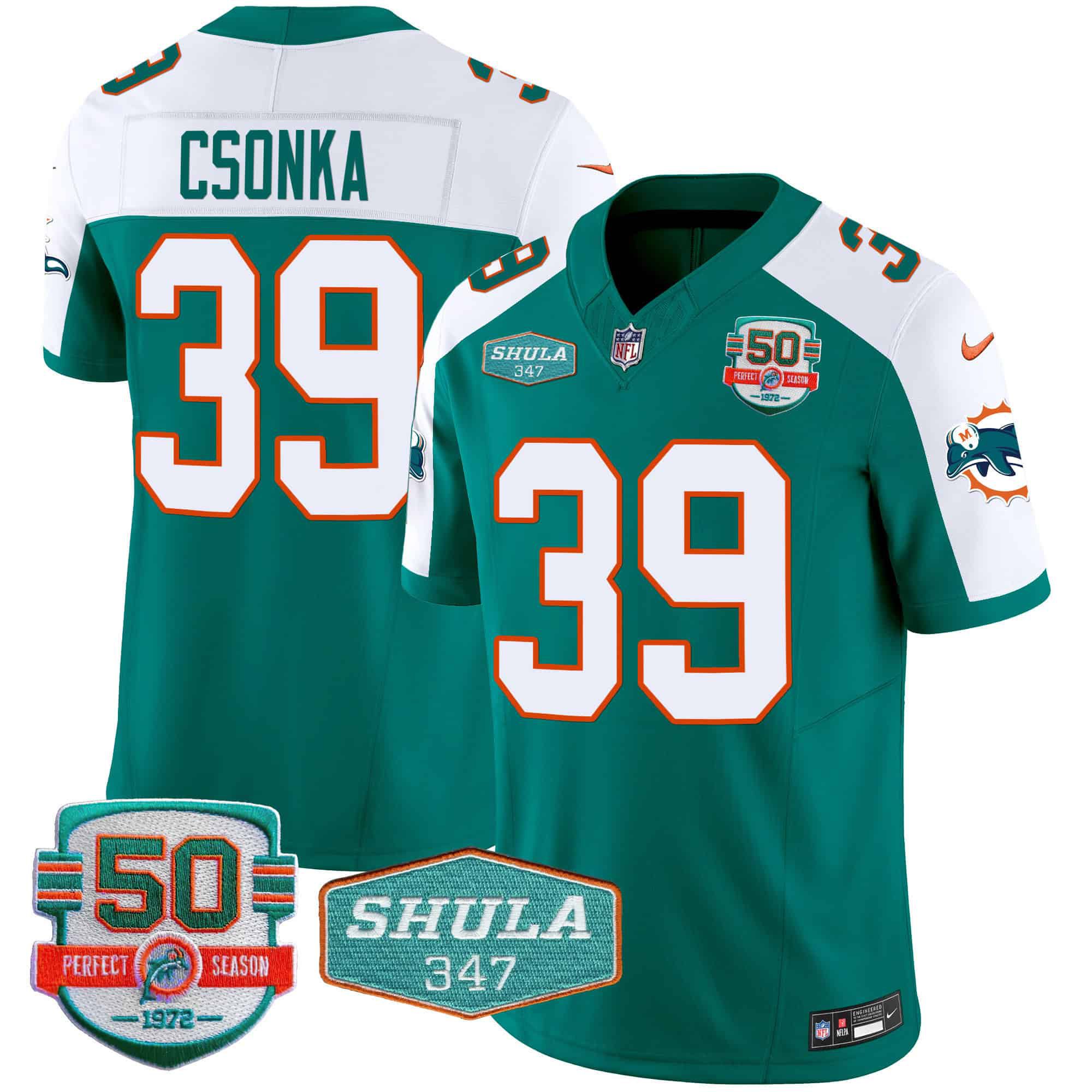 Men Miami Dolphins #39 Csonka Green 2024 Nike Throwback Shula 347 Patch Vapor NFL Jersey->indianapolis colts->NFL Jersey